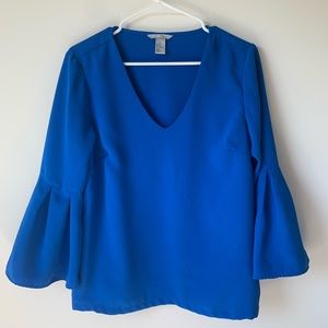 H&M Ruffle Sleeve Royal Blue Top